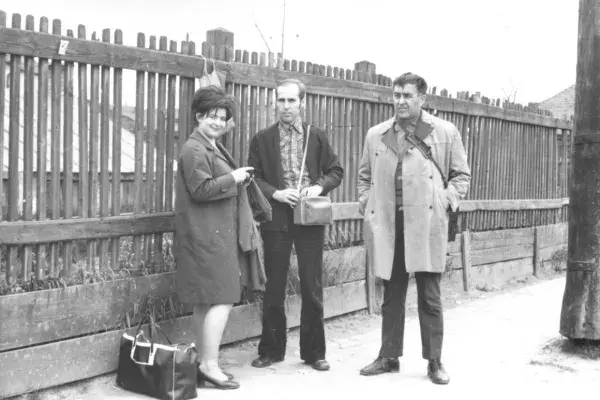 74.) Novák Zsuzsa, Novák János és Kallós Zoltán Kajántón. 1970-es évek