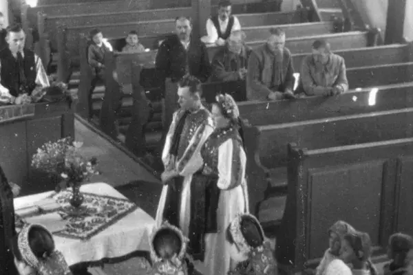 5.) Györgyfalvi esküvő - funkciós, megrendezett filmfelvétel. Györgyfalva, 1956. szeptember 20.