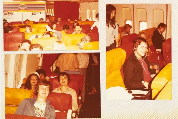 Japán turné, repülőúton, 1981