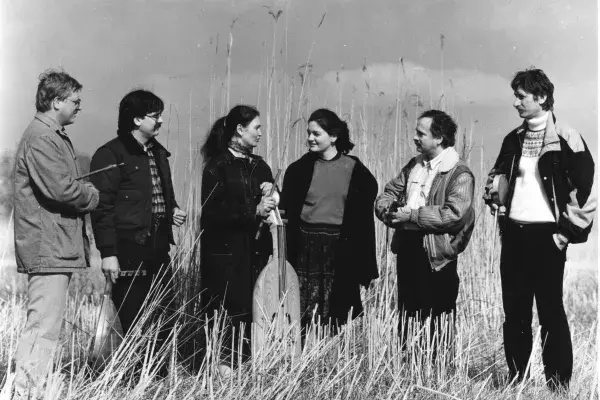  Karikás Együttes: Erményi István, Tóth Gábor, Tóthné Dénes Anikó, Juhász Erika, Hegedűs Csaba, Rőmer Ottó, 1980-as évek (HH_THA_FO_000005_01)