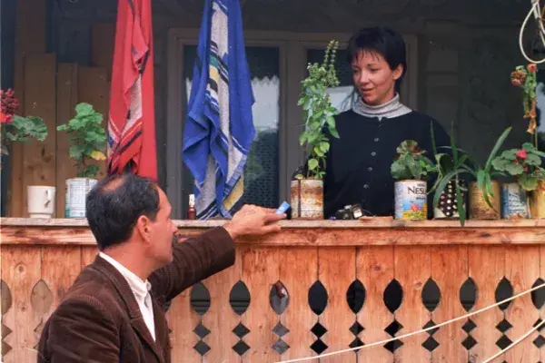 „Erkély-jelenet" Lészpeden: Berecz András és Sebestyén Márta (1996)