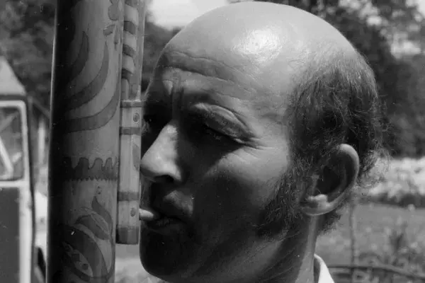 Slovák Viliám fujarán játszik Felsőrás 1993.